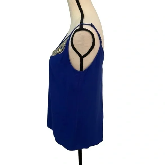 Lilly Pulitzer Lela Cami Top in True Royal Blue Size S Gold Embroidered - Picture 5 of 11